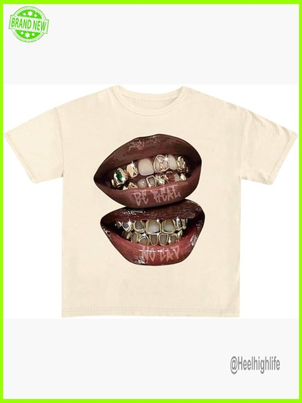 Y2K Lips Print Graphic Tee Short Sleeve Streetwear Top